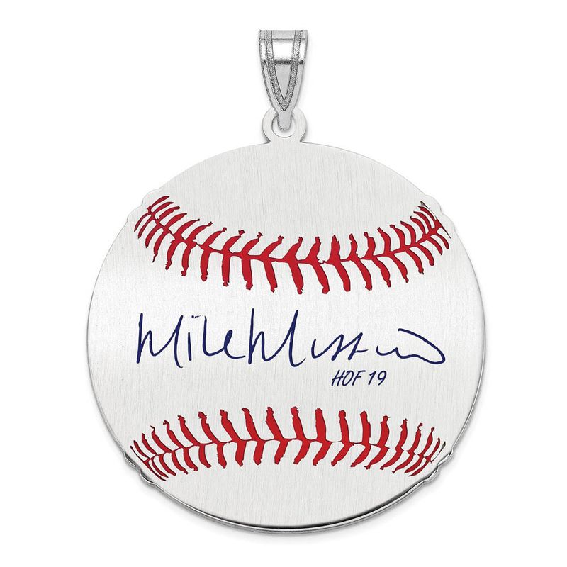 Sterling Silver Mike Mussina Signature Lg Enamel Baseball Pendant